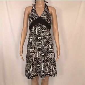 Jones New York Black White Geometric Halter Dress